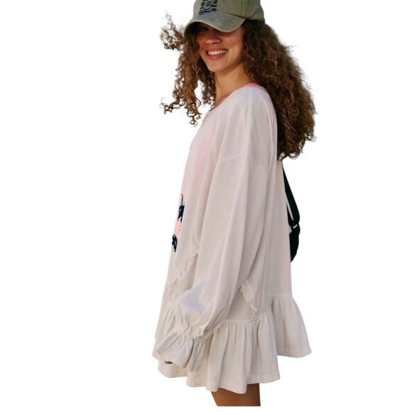 New Free People Oversized Spring Forward Sweatshirt Tunic Size Medium - Picture 4 of 6